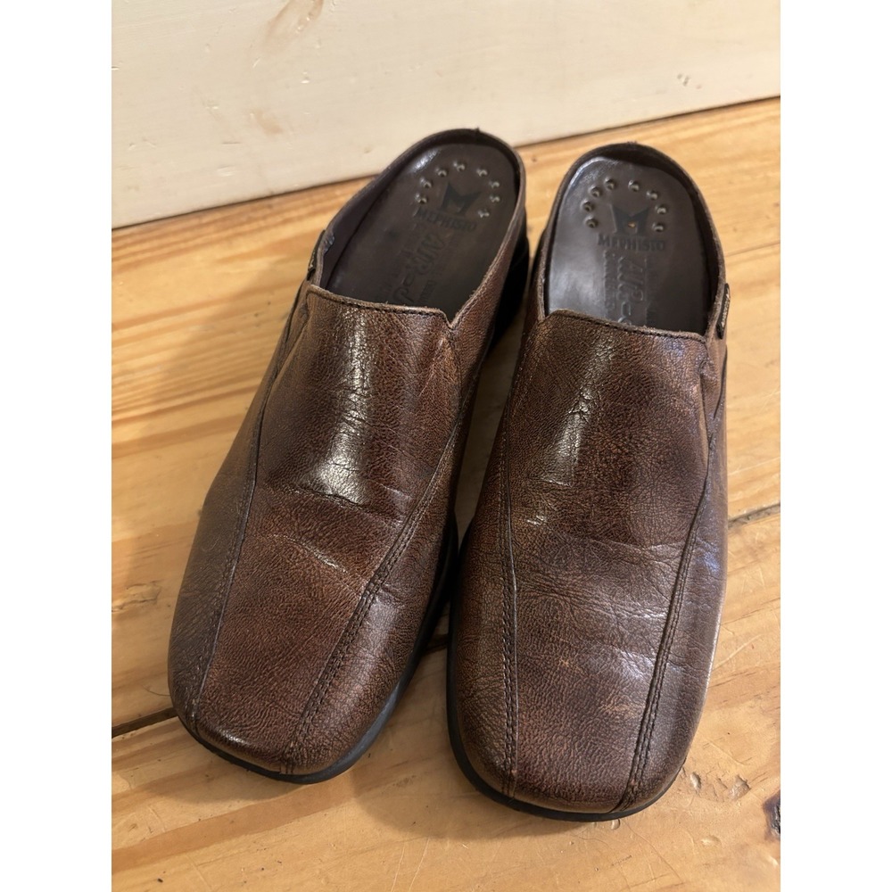 Mephisto Women's Brown Leather Mules Air-‎ Jet Supragum Shock Absorber Size 7.5